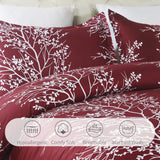 Lightweight Microfiber Duvet Cover Set, Branch and Flowers Print Pattern Design -