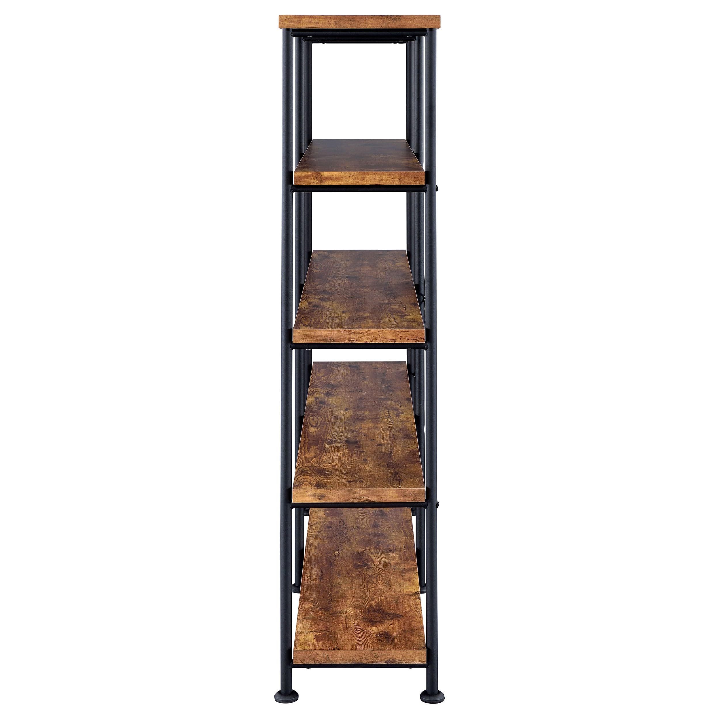 Analiese Rustic Industrial 4-Tier Double Bookcase Etagere Bookshelf Office Storage Book