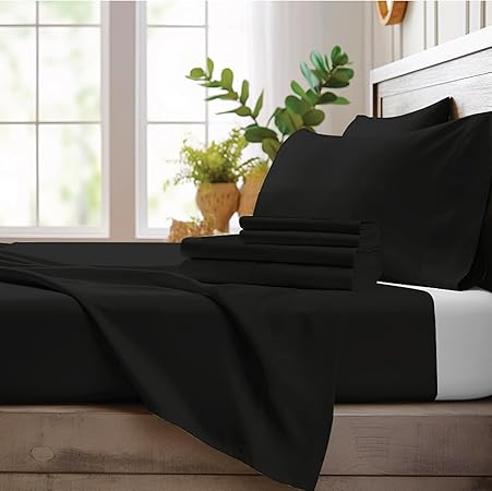 6 Piece King Size Sheets Set - 100% Viscose Made from Bamboo Sheets