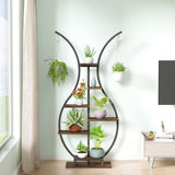 6 Tier Tall Plant Stand Indoor, Vase-Shape Metal Plant Shelf with Hanging Hook