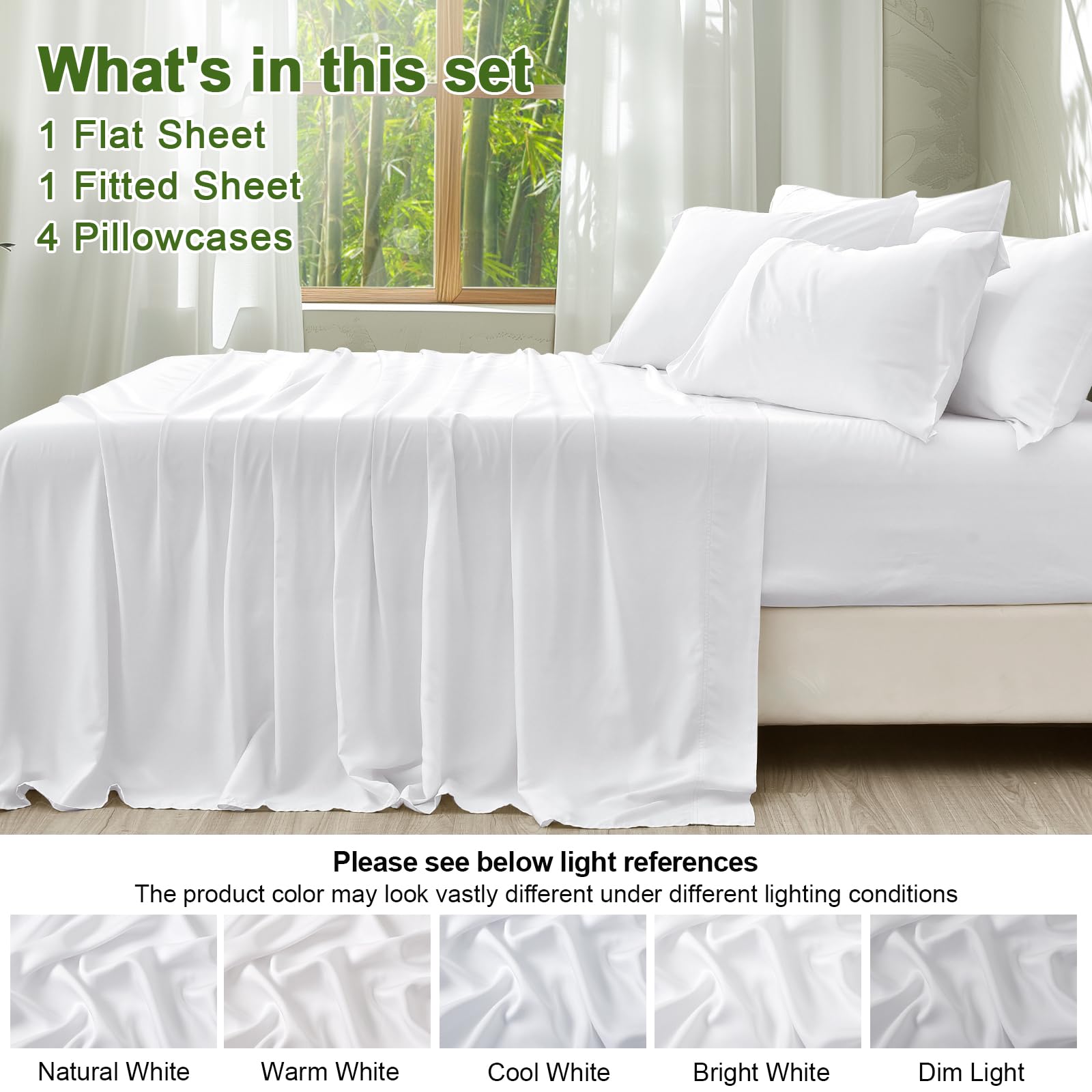 Cooling Sheets Set King Size 6 Piece - 100% Rayon Derived from Bamboo_Sheets - Wider