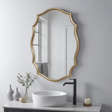 Gold Oval Wall Mirror 24x34 Inch Scalloped Edge