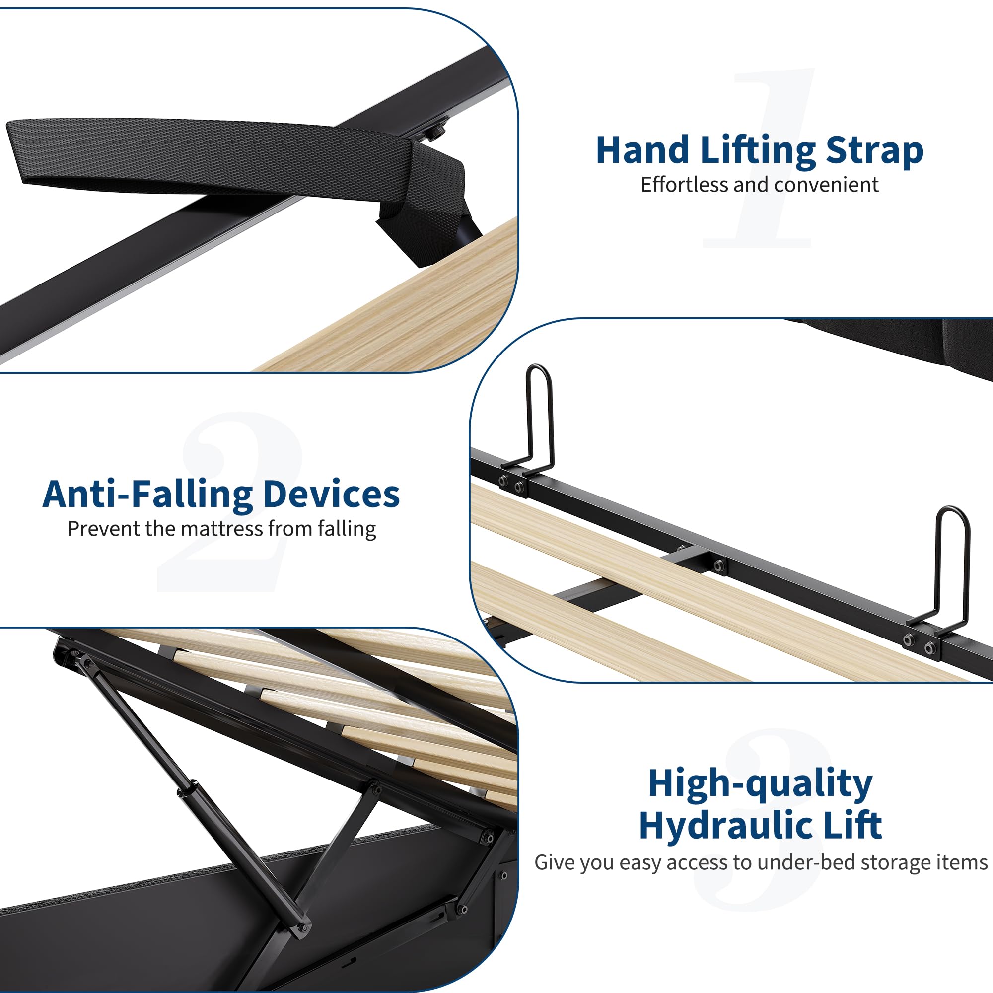 King Bed Frame with Lift-Up Storage - Upholstered Velvet Platform Bed