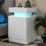 Nightstand Set of 2 with LED Lights,Night Stand with Storage Cabinet for Bedroom,Bedside Table with LED, White