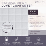 Canadian Down Comforter – All-Season Warmth Duvet Insert – Corner Loops in Each Corner,