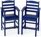 Outdoor Bar Stools Set of 2, HDPE Weather Resistance Tall Adirondack Chairs Outdoor Bar