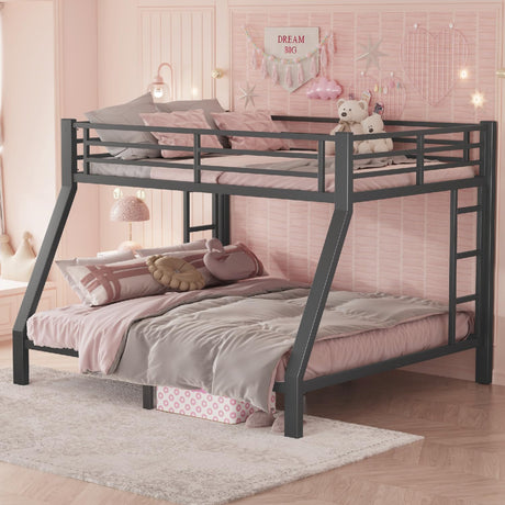 Upgraded Version Thicken Stronger Metal Full XL Over King Bunk Bed, Heavy-Duty Best Bunk Bed Full Over King Size