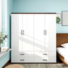 4-Door Armoire Wardrobe Closet, Wooden 3 Drawers Gray Closet Armoire Dresser