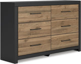 Design by Ashley Charbitt Contemporary 6 Drawer Dresser with Safety Stop for Bedroom, White & Light Brown