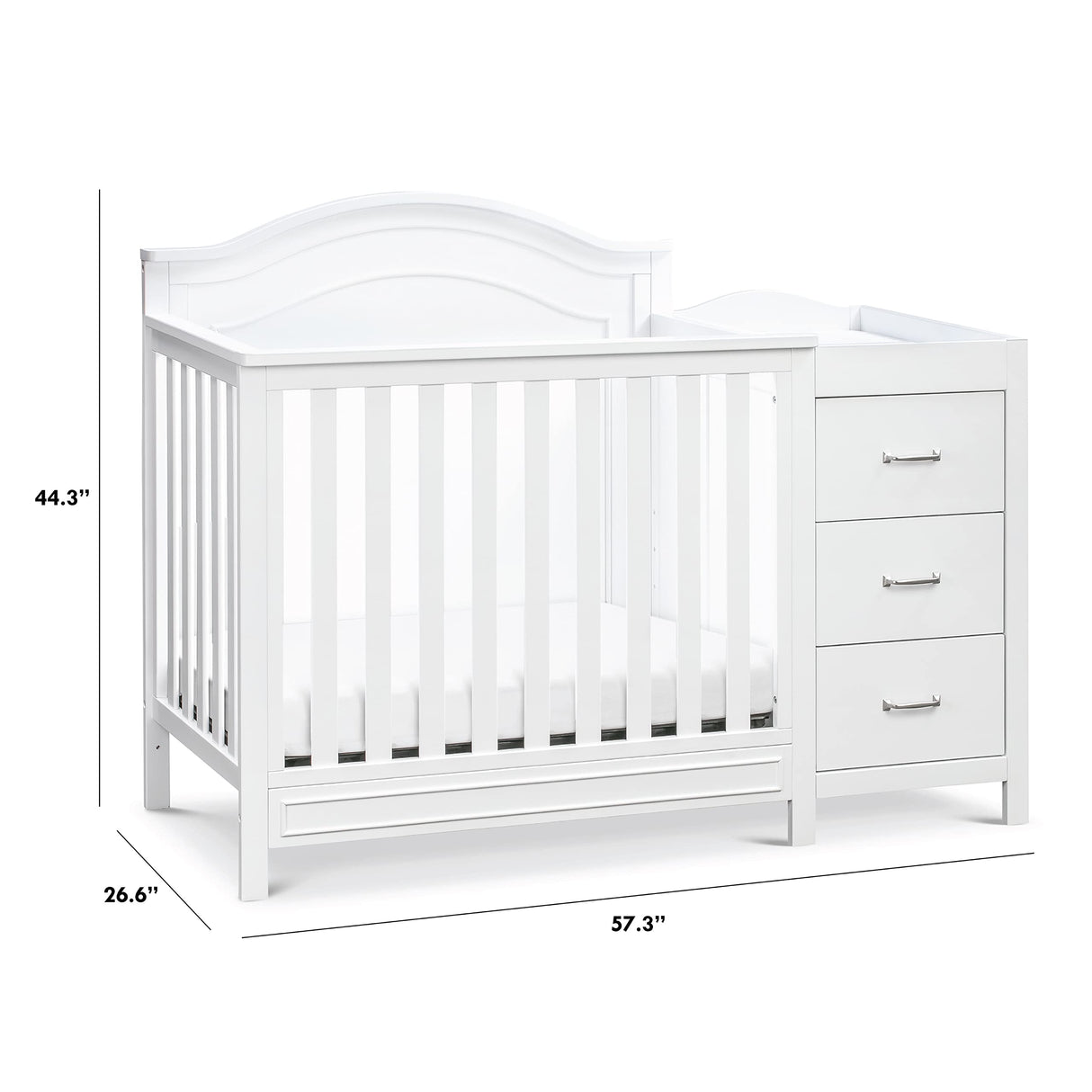 4-in-1 Convertible Mini Crib and Changer Combo in White, Greenguard Gold Certified