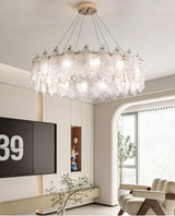 Apkaf 6-Lights Glass Feather Light Fixture Glass Chandelier,Modern LED Chandeliers Glass Chandeliers Ceiling Light for Bedroom Dining Room Hallway