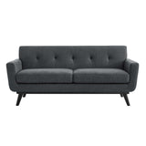 Engage Herringbone Fabric Loveseat, Charcoal