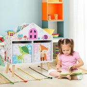 Toy and Book Organizer for Kids, Wooden Stand Bookcase w/ 2 Storage Bins