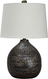 Magalie Contemporary 23.13" Hammered Aluminum Single Table Lamp, Antique Silver