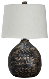 Maire Contemporary 25" Metal Table Lamp, Black & Gold Finish