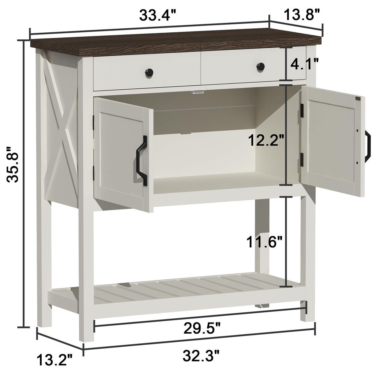 Farmhouse Console Table, Entryway Table with Storage Shelf, Coffee Bar Cabinet