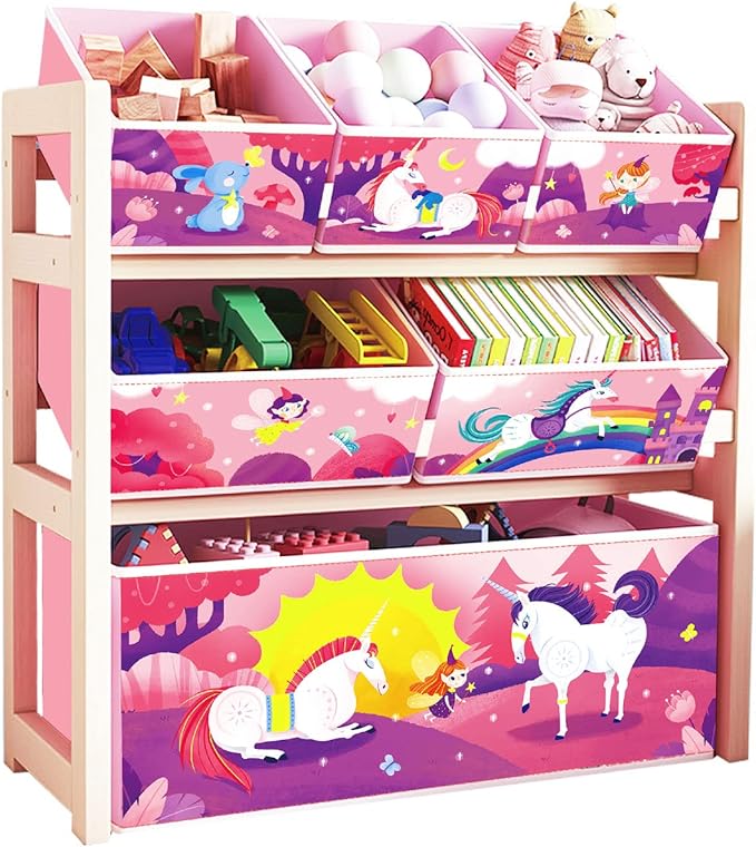 Kids Toy Organizer for Boys Girls, 6 Storage Bins Large Storage Capacity Best Toy Storage