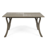 Jaden Outdoor Acacia Wood Rectangular Dining Table, Gray