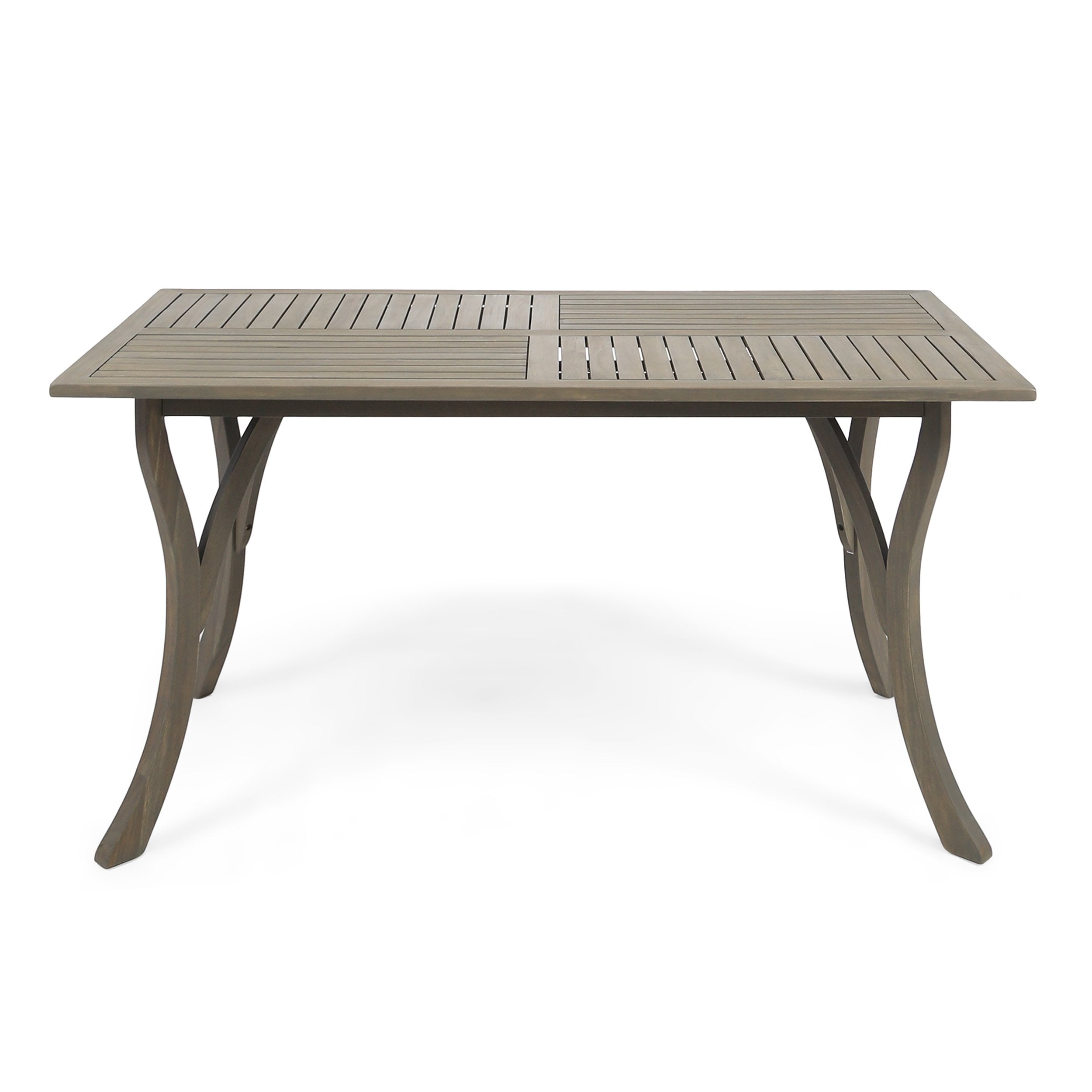 Jaden Outdoor Acacia Wood Rectangular Dining Table, Gray