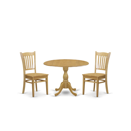 DMGR3-OAK-W 3 Piece Modern Dining Table Set Contains a Round Wooden