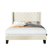 Modern Chic Tufted Platform Wingback Bed Frame with Reinforced Corner Blocked