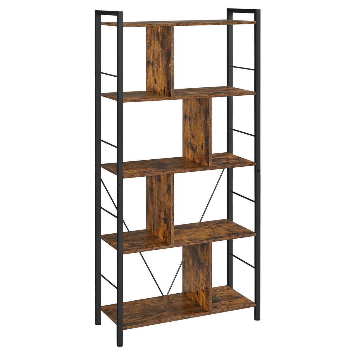 Bookshelf, 5-Tier Bookcase, Storage Shelving Unit, Display Shelf with Open Compartments