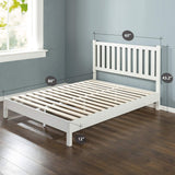 Deluxe Wood Slat Bed Foundation - Queen Size, No Box Spring Needed