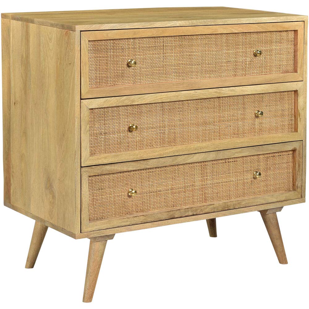 Parkview 3-Drawer Mango Wood Chest for Living Room Furniture Sets, Modern Accent Chest with Natural Finish and Classic Knobs Perfect Next to Couch, Sofa, and Loveseat, 33.5"W x 18"D x 31.5"H