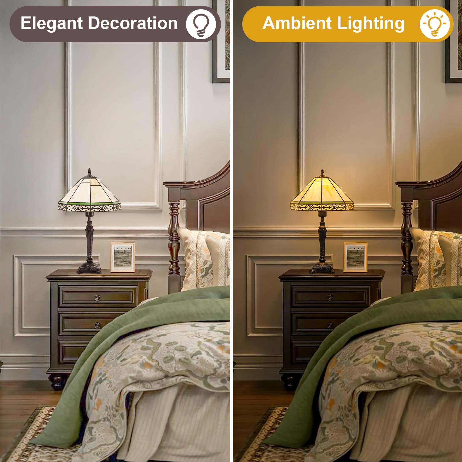 Tiffany Table Lamp with Stained Glass Shade