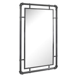 29" Rectangle Industrial Black Metal Pipe Wall Mirror