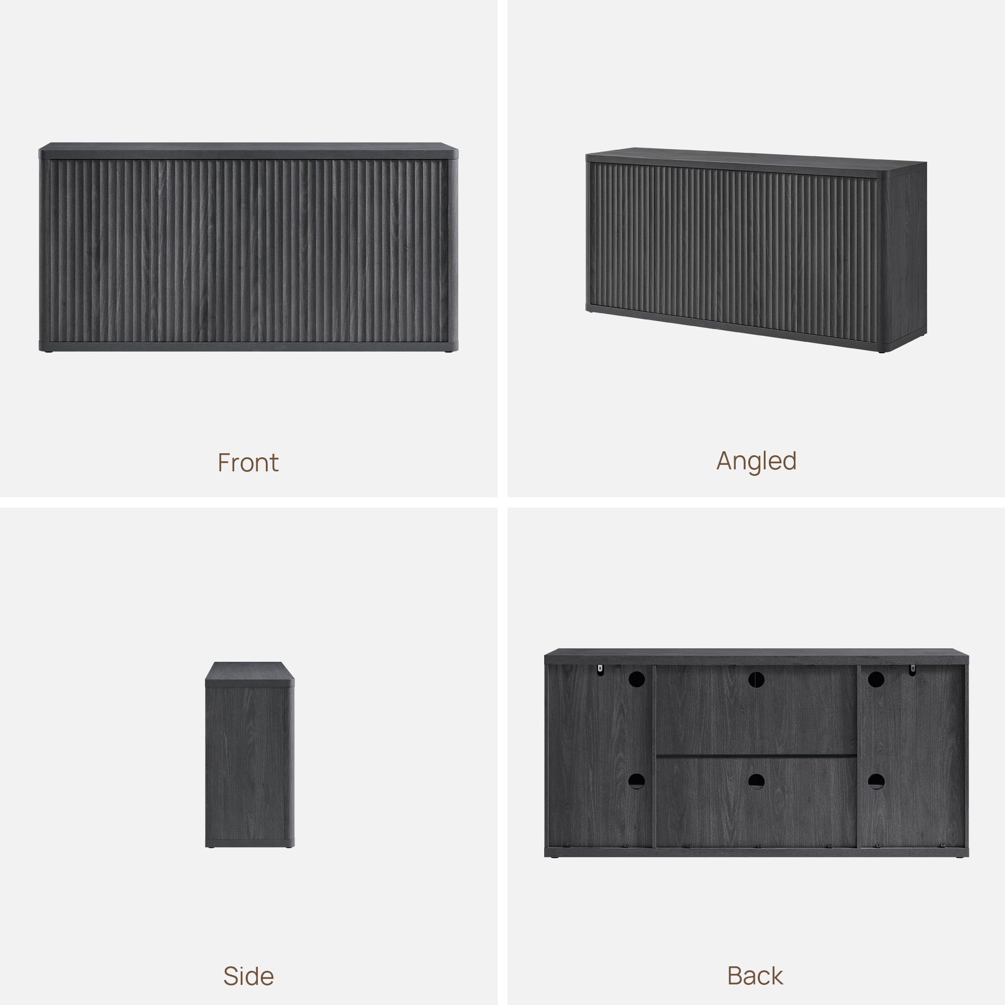 65-Inch TV Stand with Storage - Modern Fluted Entertainment Center