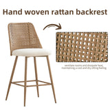 Rattan Bar Stools Set of 2, 26 Inch Seat Height Rattan Bar Stools Set of 2, Woven PE Rattan