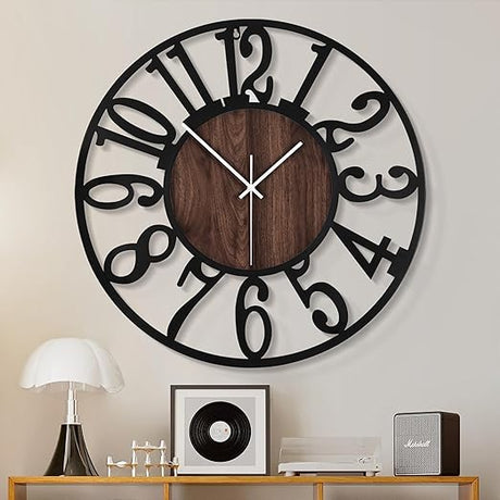 Small Wall Clock for Living Room Decor,Vintage Modern Round Silent Non Ticking