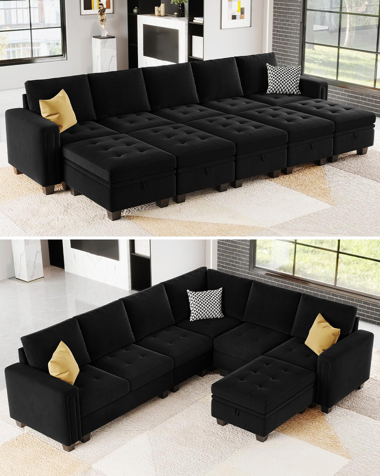 Sectional Sofa Convertible L Shaped Couch with Storage Ottoman Sectional Couch