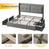 Queen Size Bed Frame with 4 Storage Drawers,LED Queen Size Bed,Wingback Headboard,