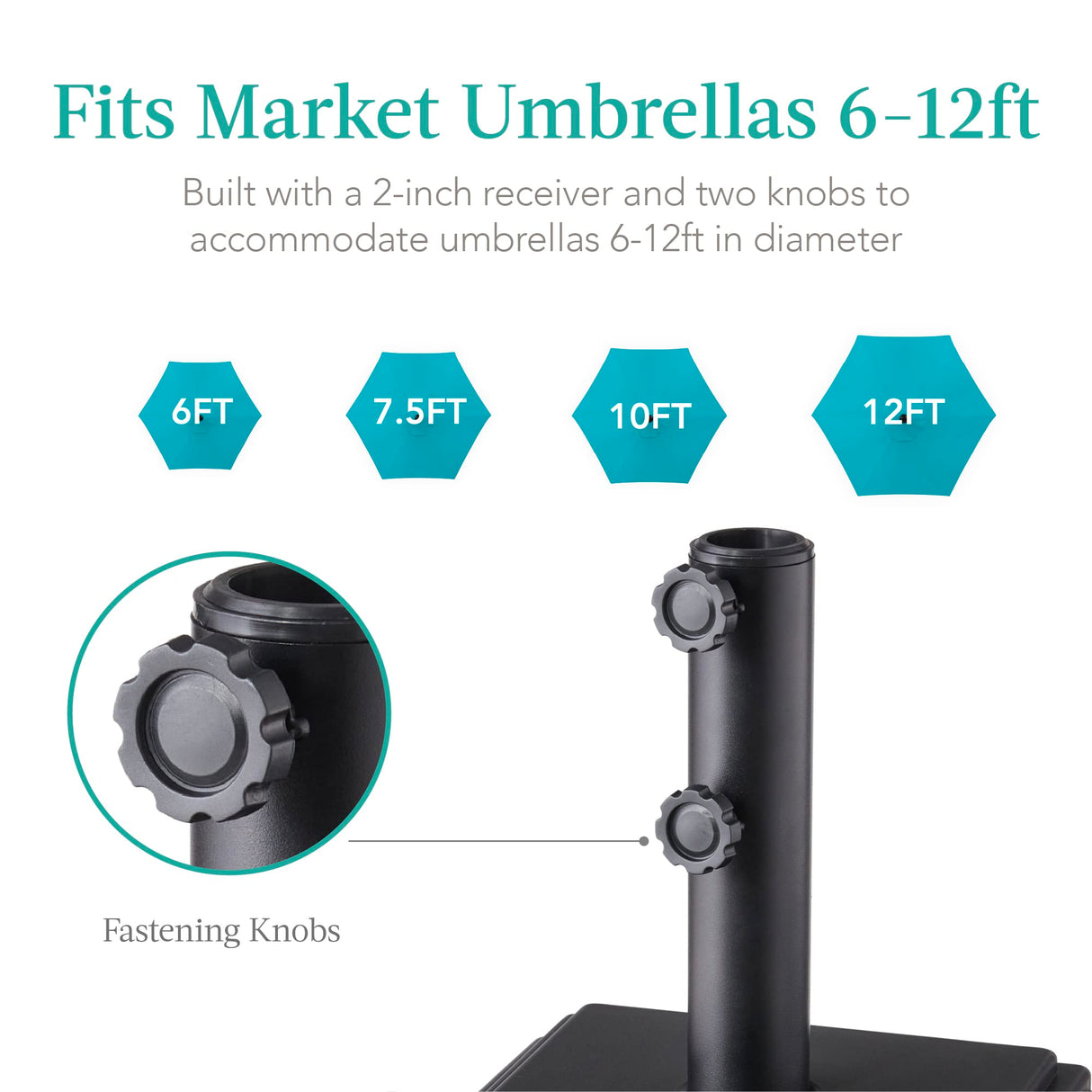 Fillable Mobile Umbrella Base, Heavy Duty Base, Square Tiered Market Stand for Patio