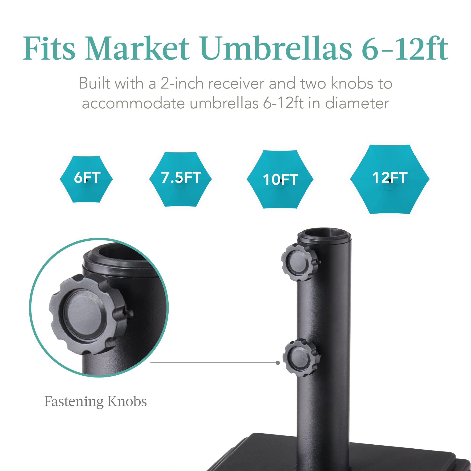 Fillable Mobile Umbrella Base, Heavy Duty Base, Square Tiered Market Stand for Patio