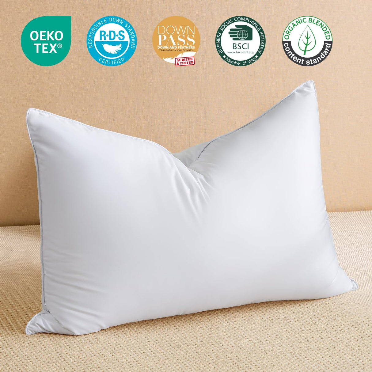 Upgraded Soft Goose Feather Down Pillow Standard Size, Luxury Feather Pillow