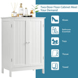 Bathroom Floor Cabinet, Freestanding Storage Cabinet with Double Doors and Shelf,