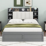 Queen Size Platform Bed with 2 Drawers, Wood Queen Size Platform Bed Frame