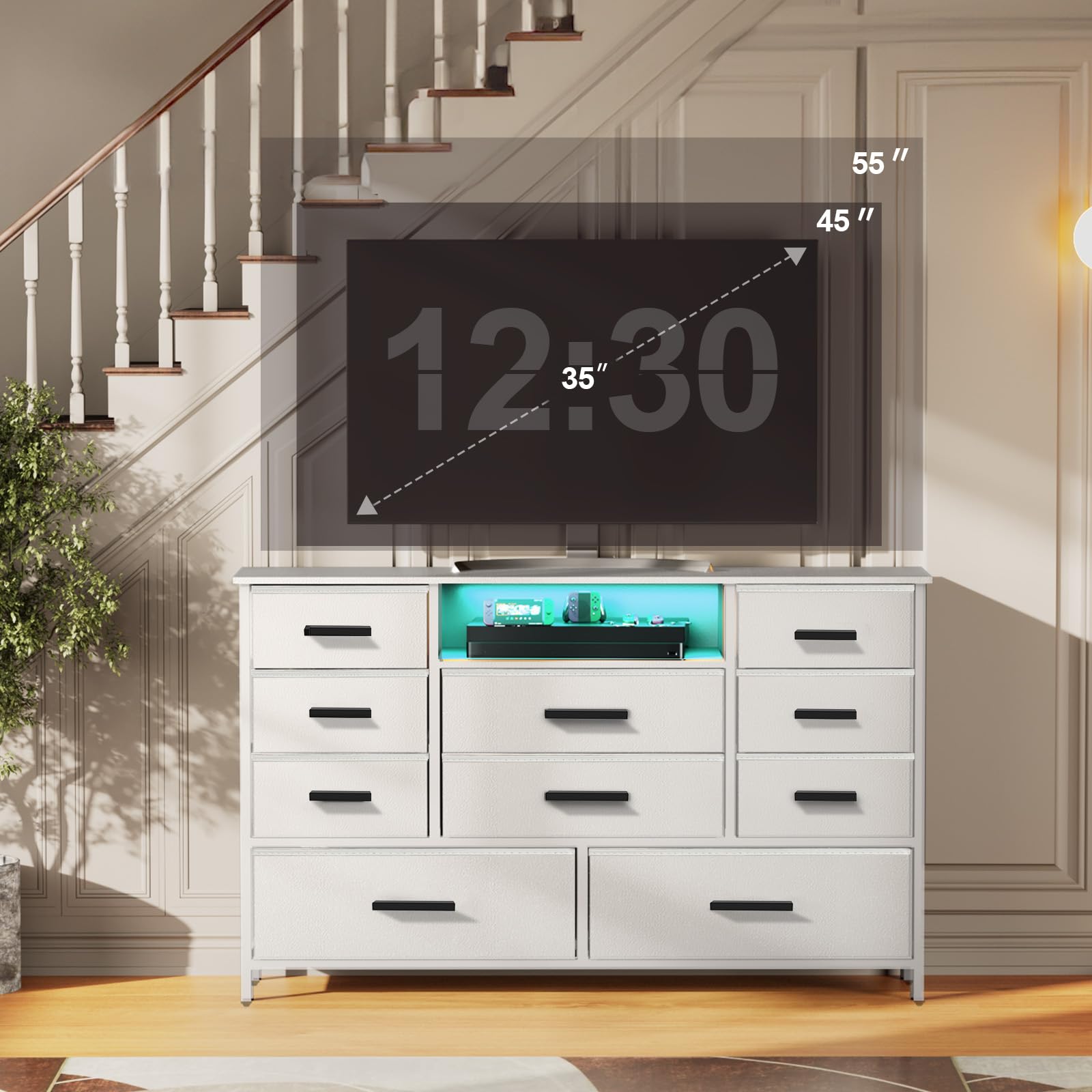 White Dresser for Bedroom with 10 Drawers