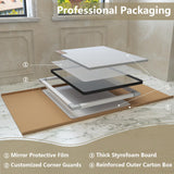 Black Bathroom Vanity Mirror 55x30 Inch - Metal Frame Rectangle Wall Mirror