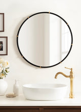 Venturi Modern Round Metal Wall Mirror - 27 Inch Black & Gold