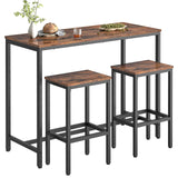 Bar Table and Chairs Set, 47.2” Rectangular Pub Table with 2 Stools