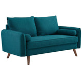 Revive Contemporary Modern Fabric Upholstered Loveseat In Teal