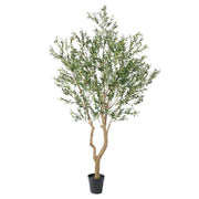 Nafresh Tall Faux Olive Tree，10ft（120in） Realistic Potted Silk Artificial Olive Tree， Fake Olive Trees Indoor with Green Leaves and Big Fruits for Home Office Living Room Stairs Patio Decor.
