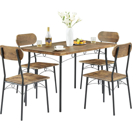 Dining Table Set for 4, 5 Piece Dinette with Chairs for Kitchen, Breakfast Nook