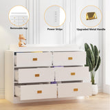 Dresser for Bedroom with 6 Drawers, Wide Chest of Drawers with Changing Table Top