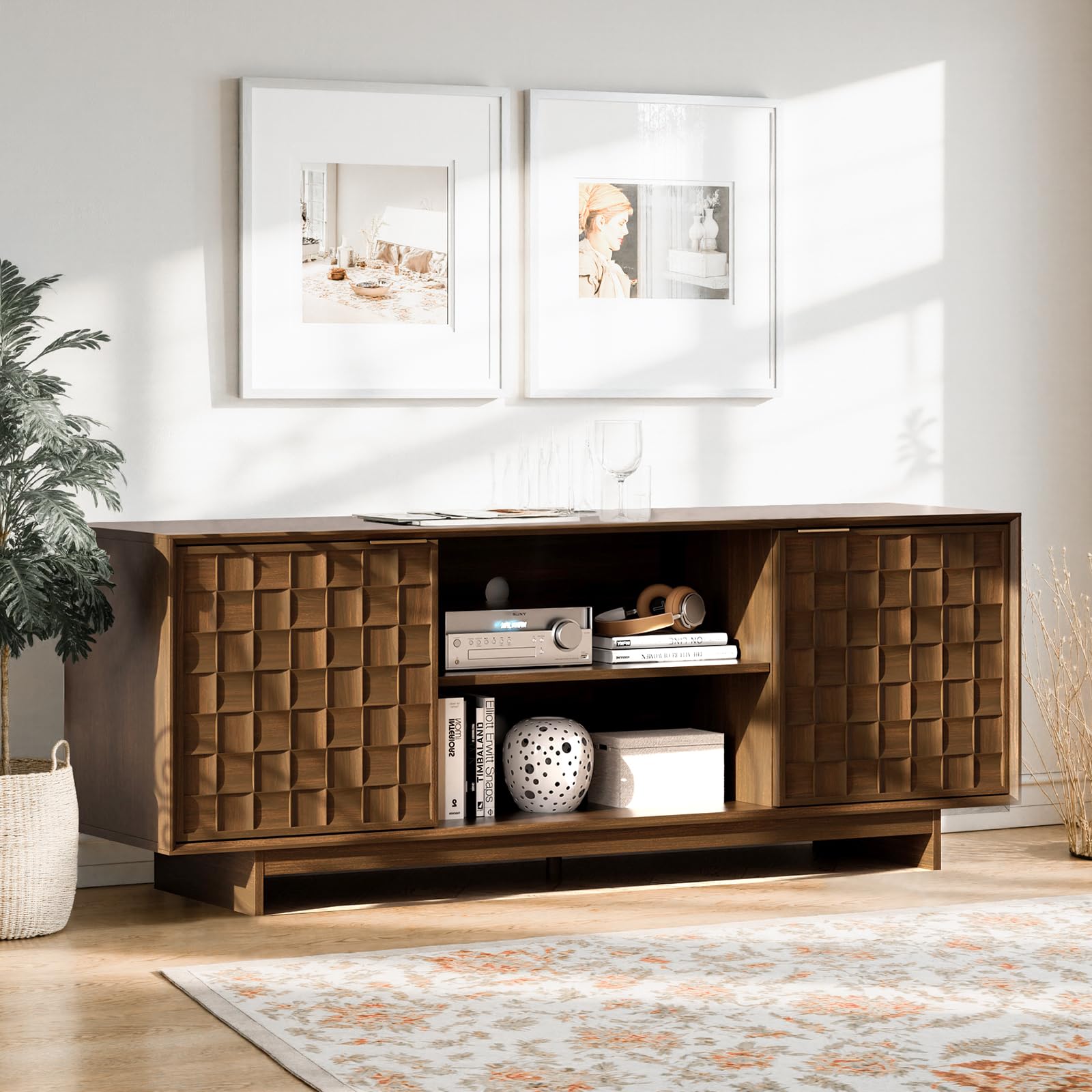 59" Mid-Century Modern TV Stand with Storage