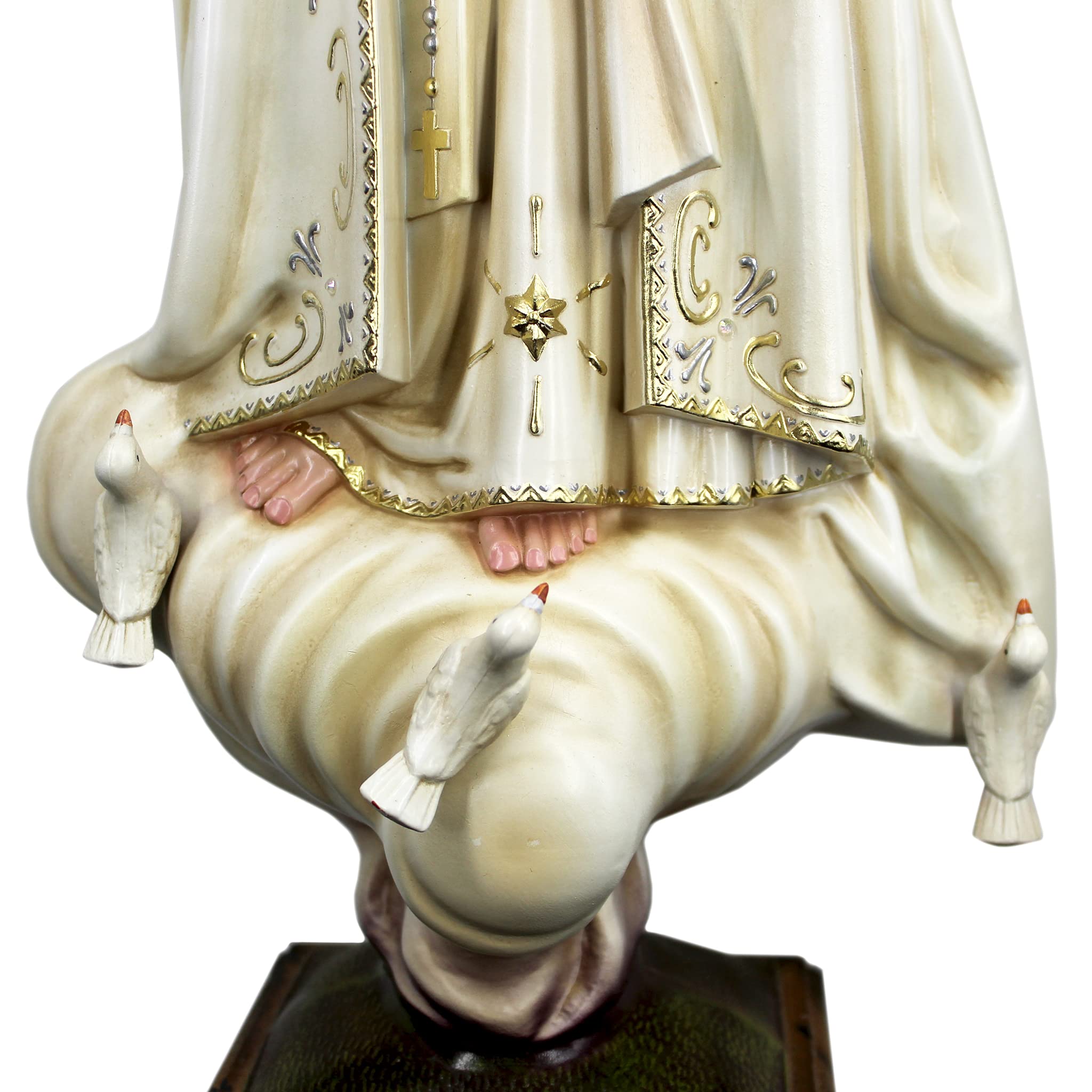 Hand Painted Our Lady of Fatima Statue Religious Figurine Virgin Mary Made in Portugal (Beige, 29.5 Inch)